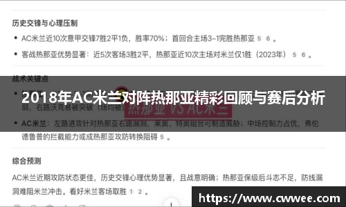 2018年AC米兰对阵热那亚精彩回顾与赛后分析